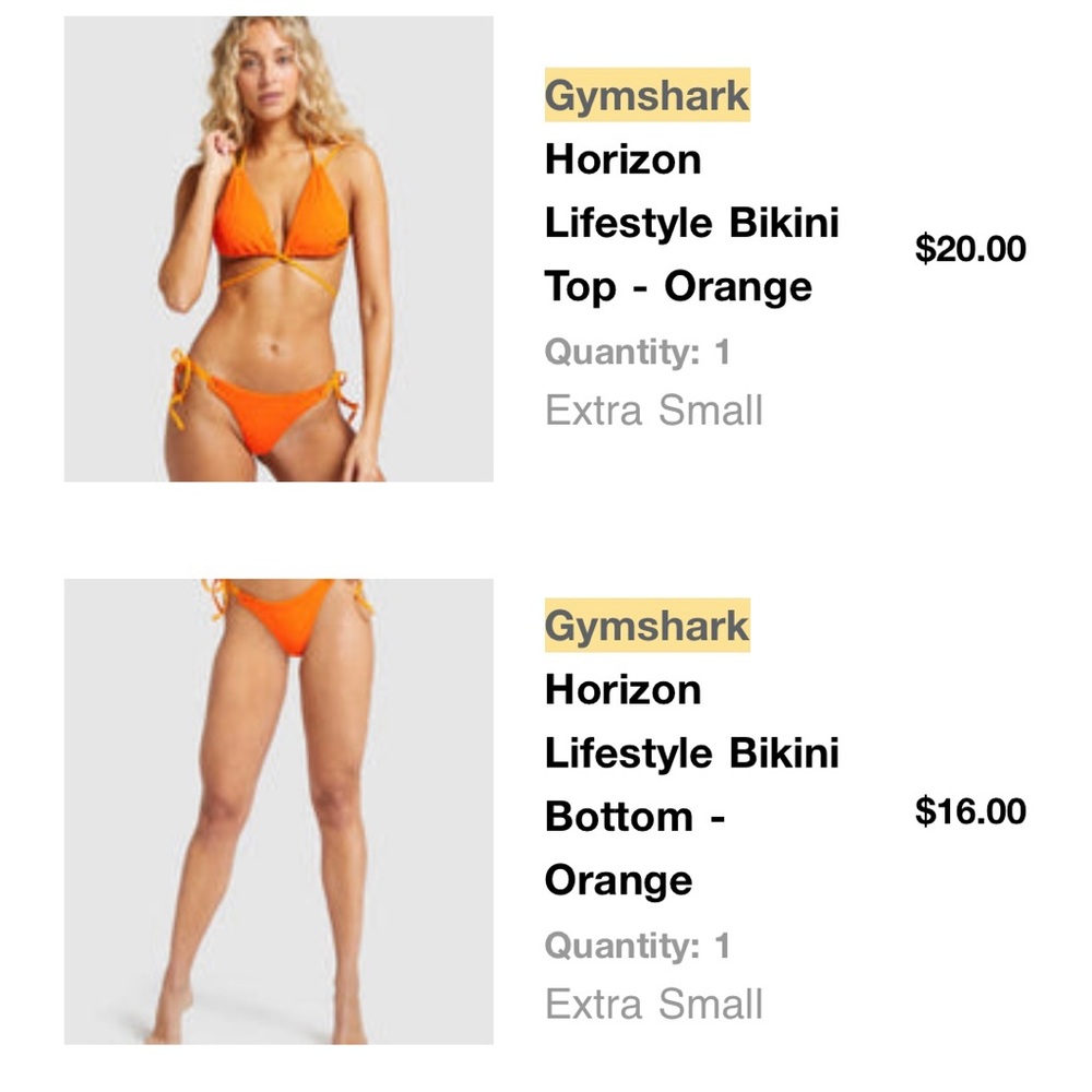 GymShark Horizon Lifestyle Bikini - Orange XS
